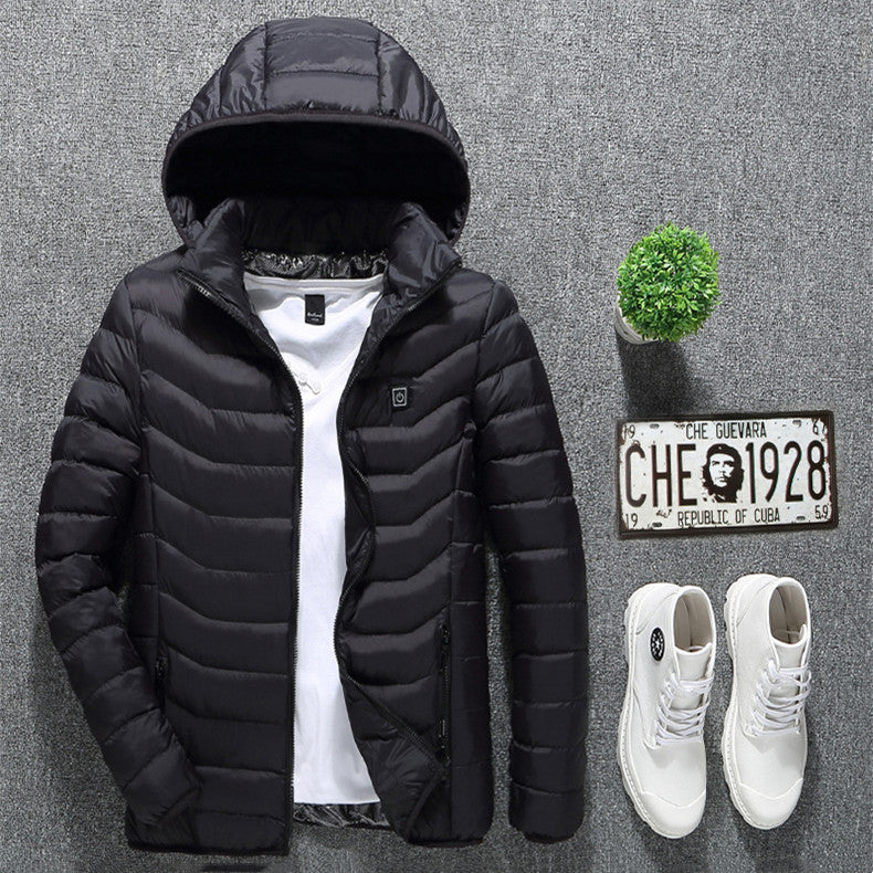 Men's Heated USB Electric Cotton Down Thermal Cotton Puffer Down Jacket