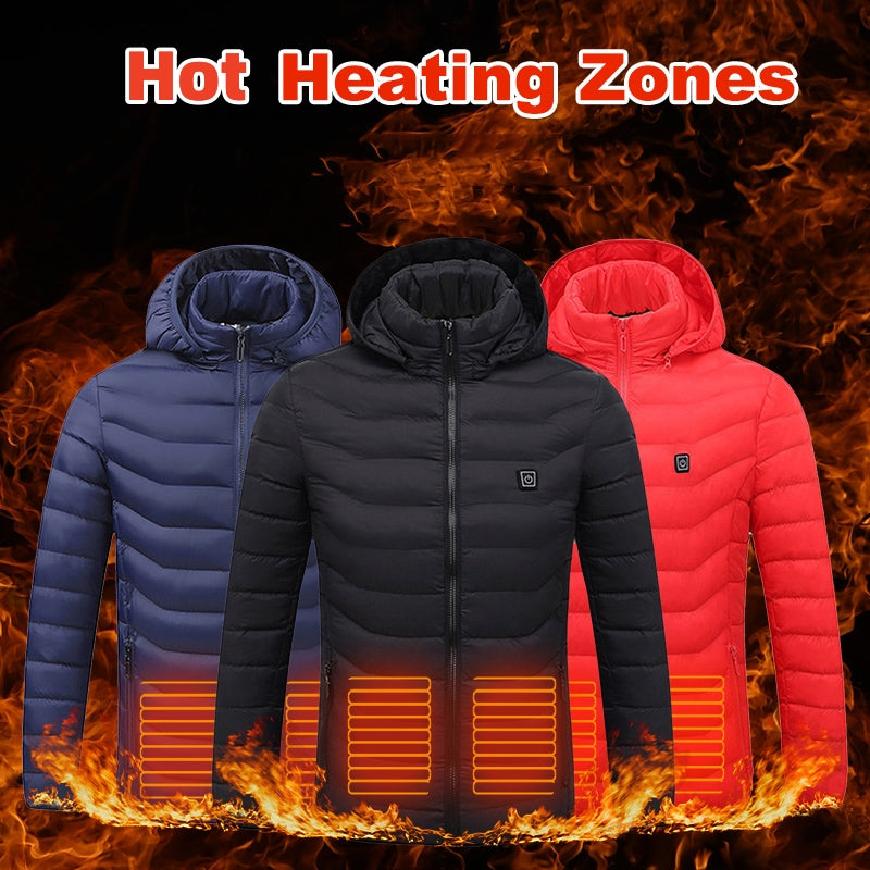 Men's Electric Heating Insulated Hooded Windbreaker Puffer Jacket