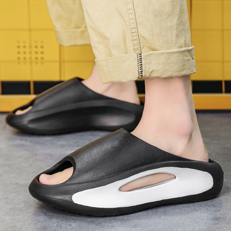 Unisex Peep Toe Slipper Hollow-Out Flat Beach Slipper Slides