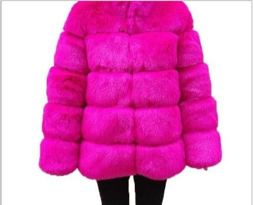 Oversized Ribbed Solid Color Faux Fur Women's Hoodie Jacket to 4X Plus Size