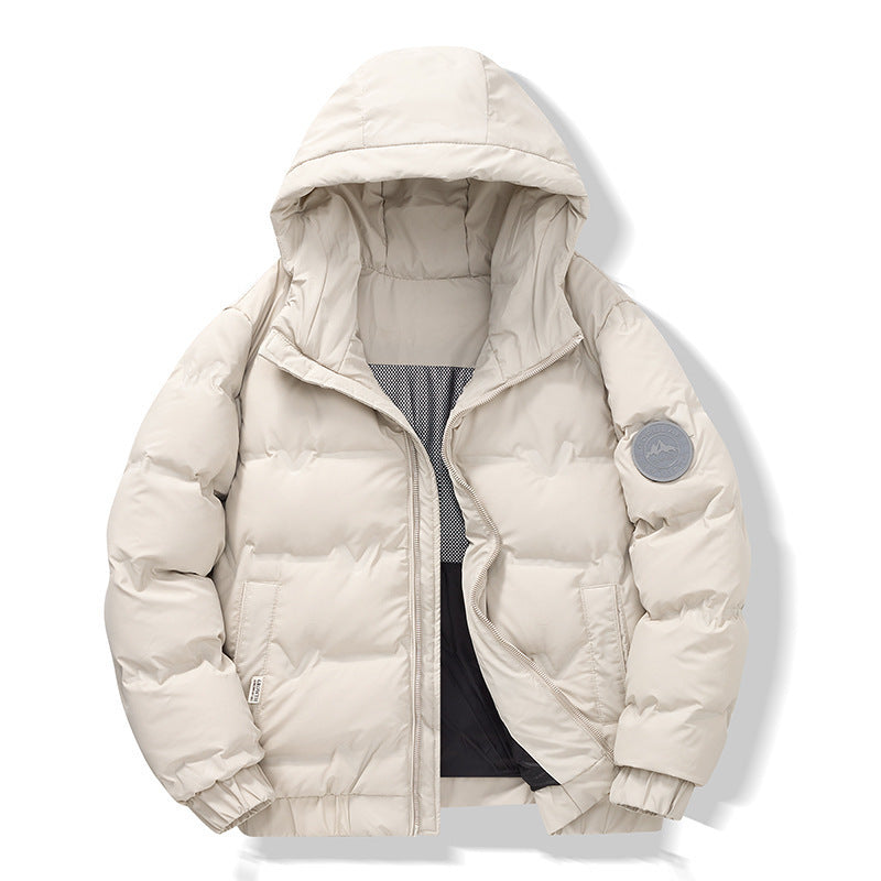 Men's Padded Ribbed Zipper Down Hip-Hop Hoodie Jacket