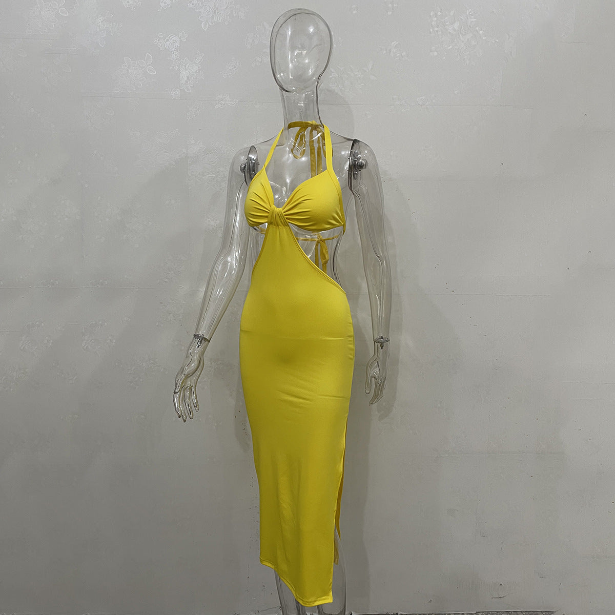 Halter Backless Slit Maxi Dress