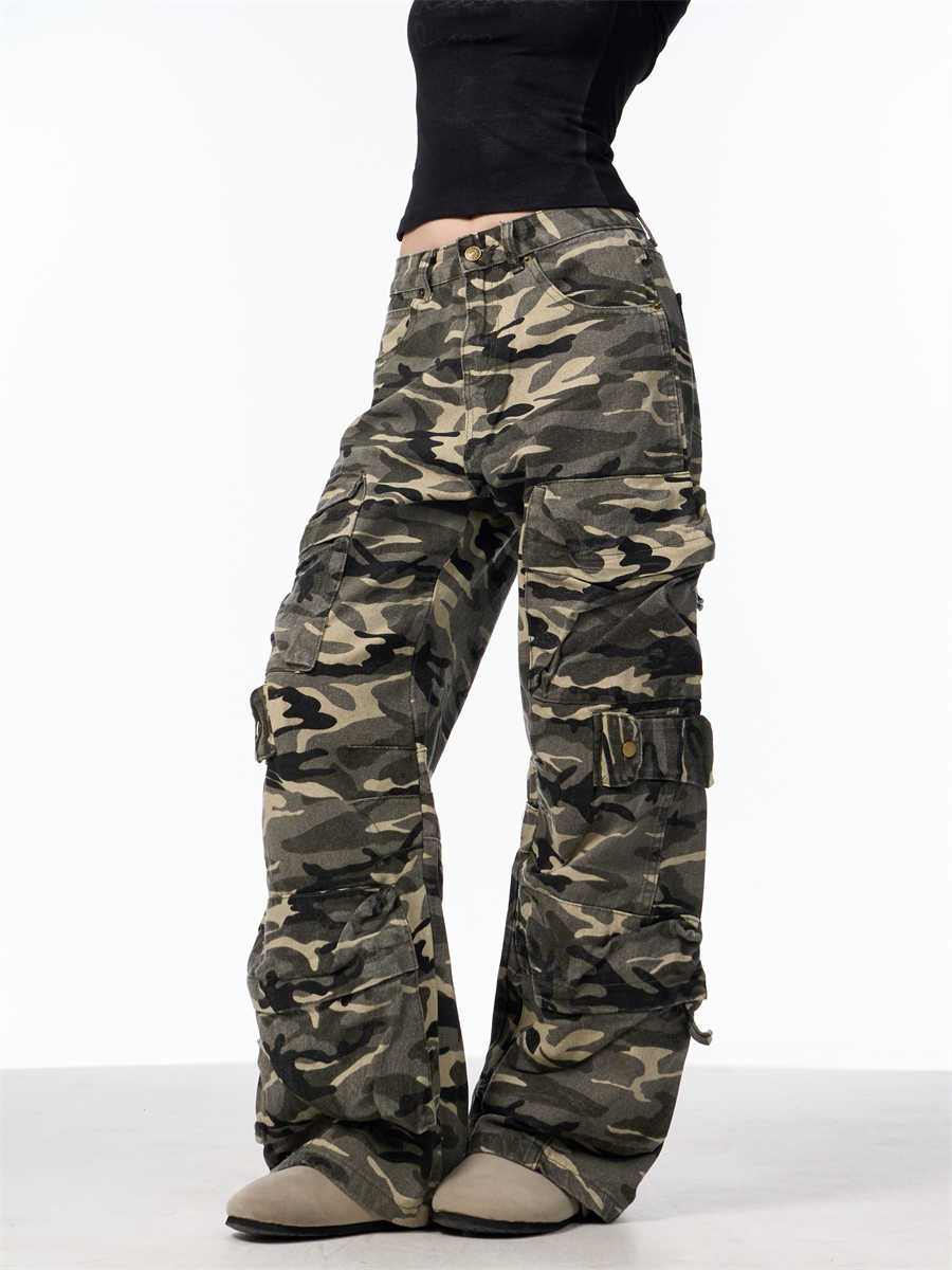 Camouflage Cargo Pants Women's Loose Wide Leg Jeans