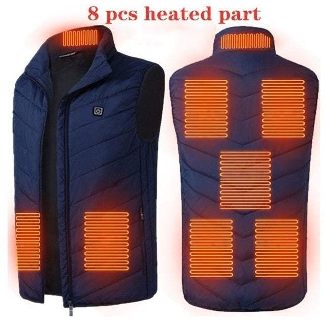 Men's Heated Stand Collar Washable USB Charging Cotton Down Electric Vest