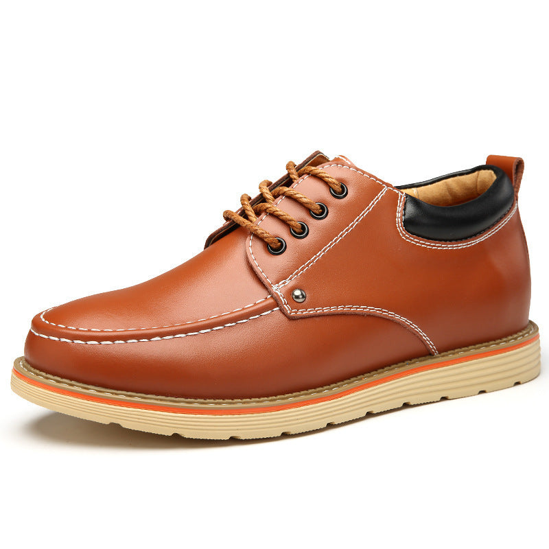 Men's Leather Lace-Up Oxford Solid Color Sneakers