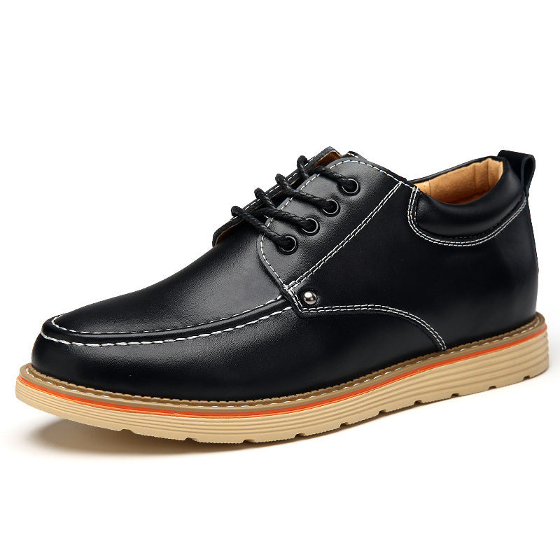 Men's Leather Lace-Up Oxford Solid Color Sneakers