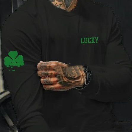Men's Clover Letter Print Long Sleeve T-Shirt to 4X Big & Tall