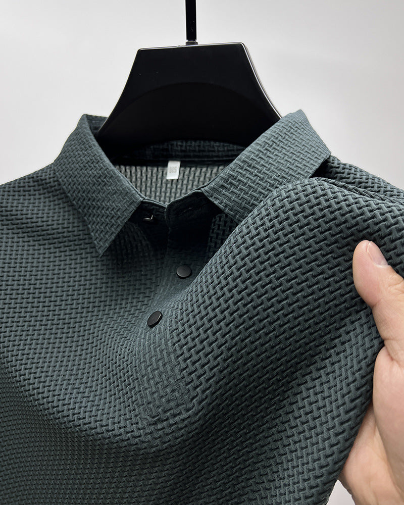Men's Mesh Ice Silk Short Sleeve urn-Down Collar Polo Shirt