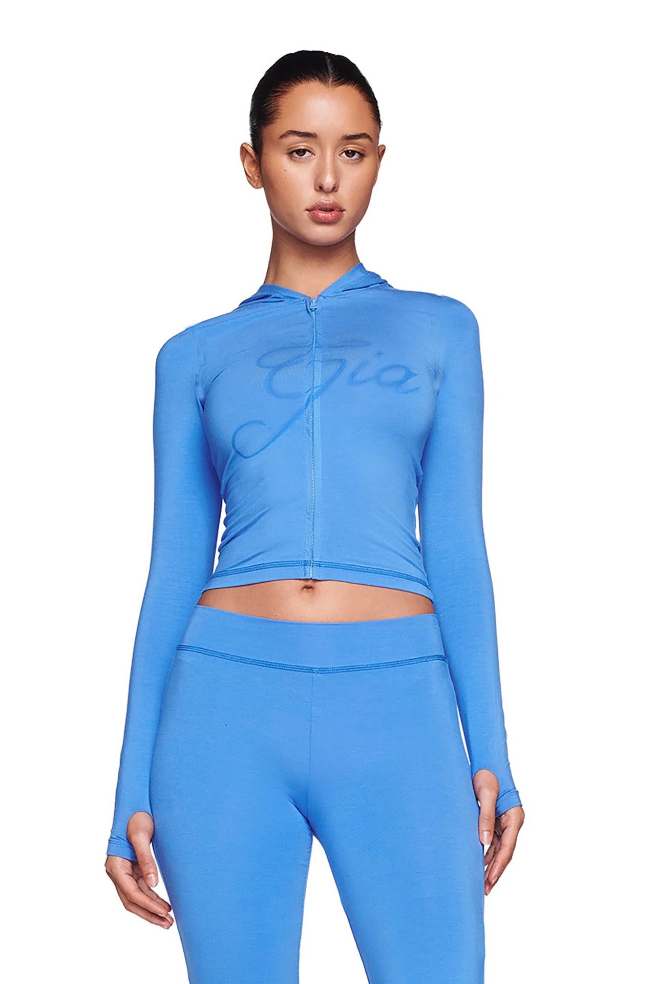 I AM GIA Women's Crop Zipper Hoodie Jacket + Sweatpants Tracksuit