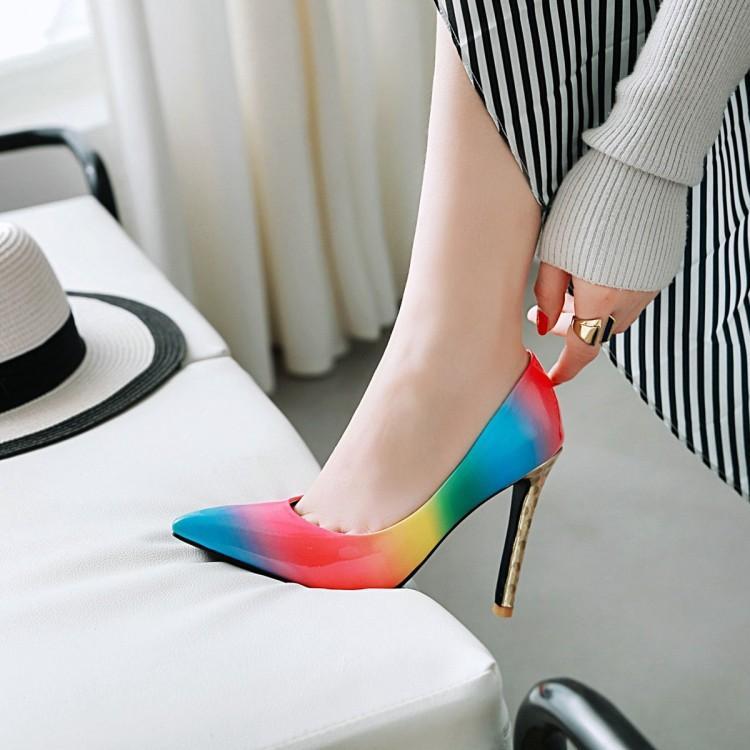 Rainbow Tie-Dye Women's Pointed Toe Stiletto Heel Pumps