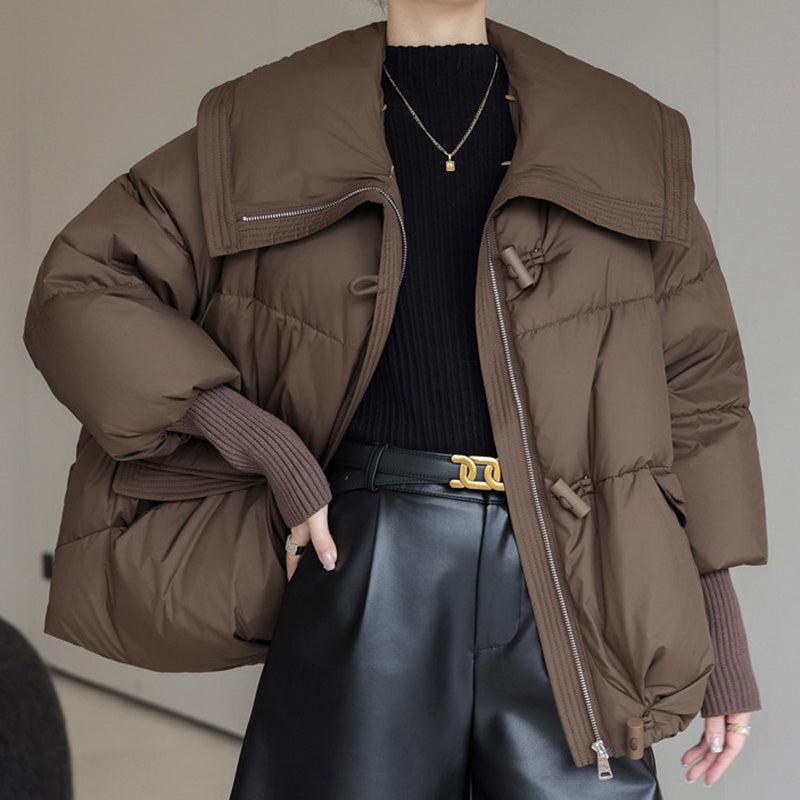 Down Cotton Padded Temperament Women's Oversized Faux Fur Collar Down Thick Coat