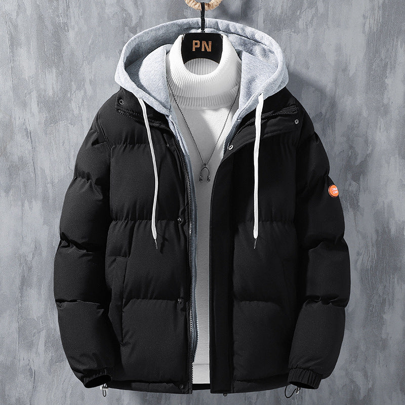 Men's Ribbed Hip-Hop Windproof Puffer Hoodie Bomber Jacket