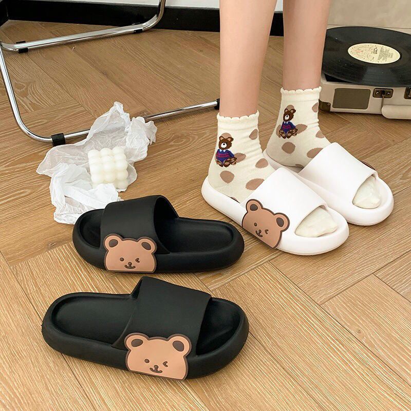Unisex Teddy Bear/Bunny Thick Sole Flip-Flop Slipper Slides