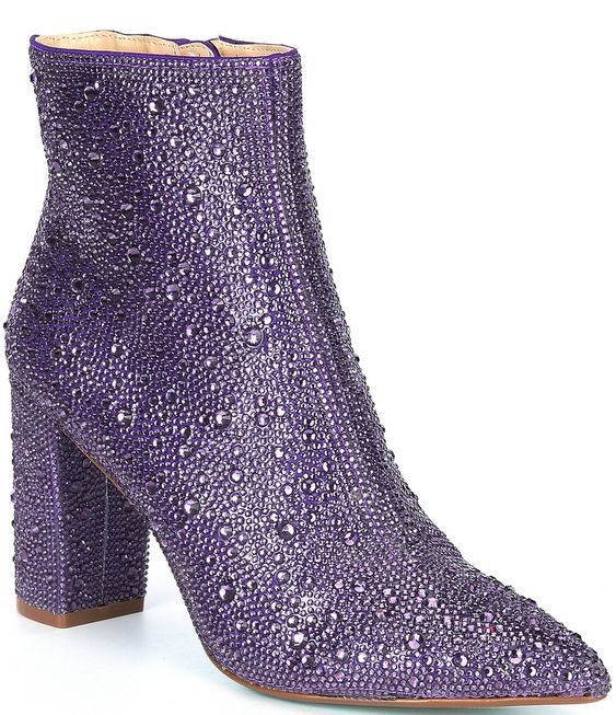 Rhinestone Sparkling Glitter Pointed Toe Women's Platform Zipper Ankle Boots