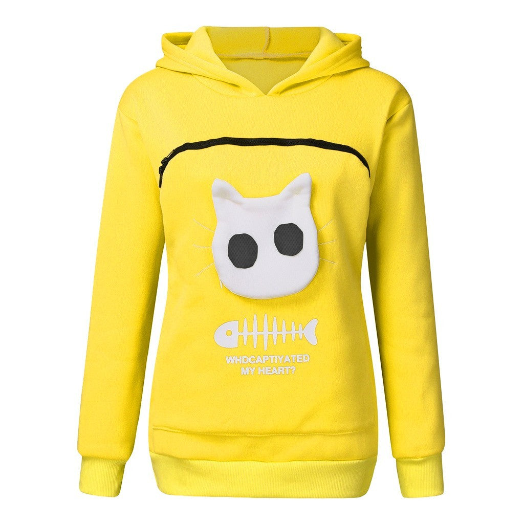 Cat Fishscale 3D Print Kitty Cat Carrying Pocket Hoodie Sweatshirt