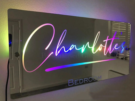 Personalized Customized Name LED Light Up Neon Sign Mirror