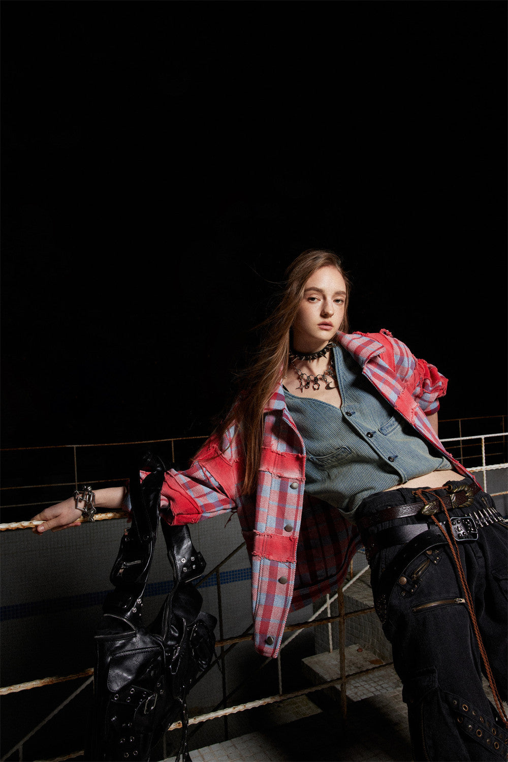 Plaid Checkered Colorblock Paneled Women's Turn-Down Collar Button-Up Coat