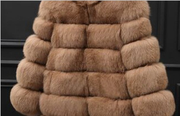 Oversized Ribbed Solid Color Faux Fur Women's Hoodie Jacket to 4X Plus Size