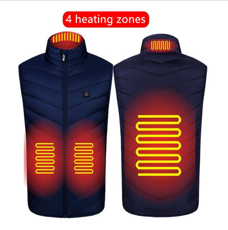 Men's Heated Stand Collar Washable USB Charging Cotton Down Electric Vest