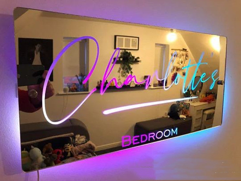 Personalized Customized Name LED Light Up Neon Sign Mirror