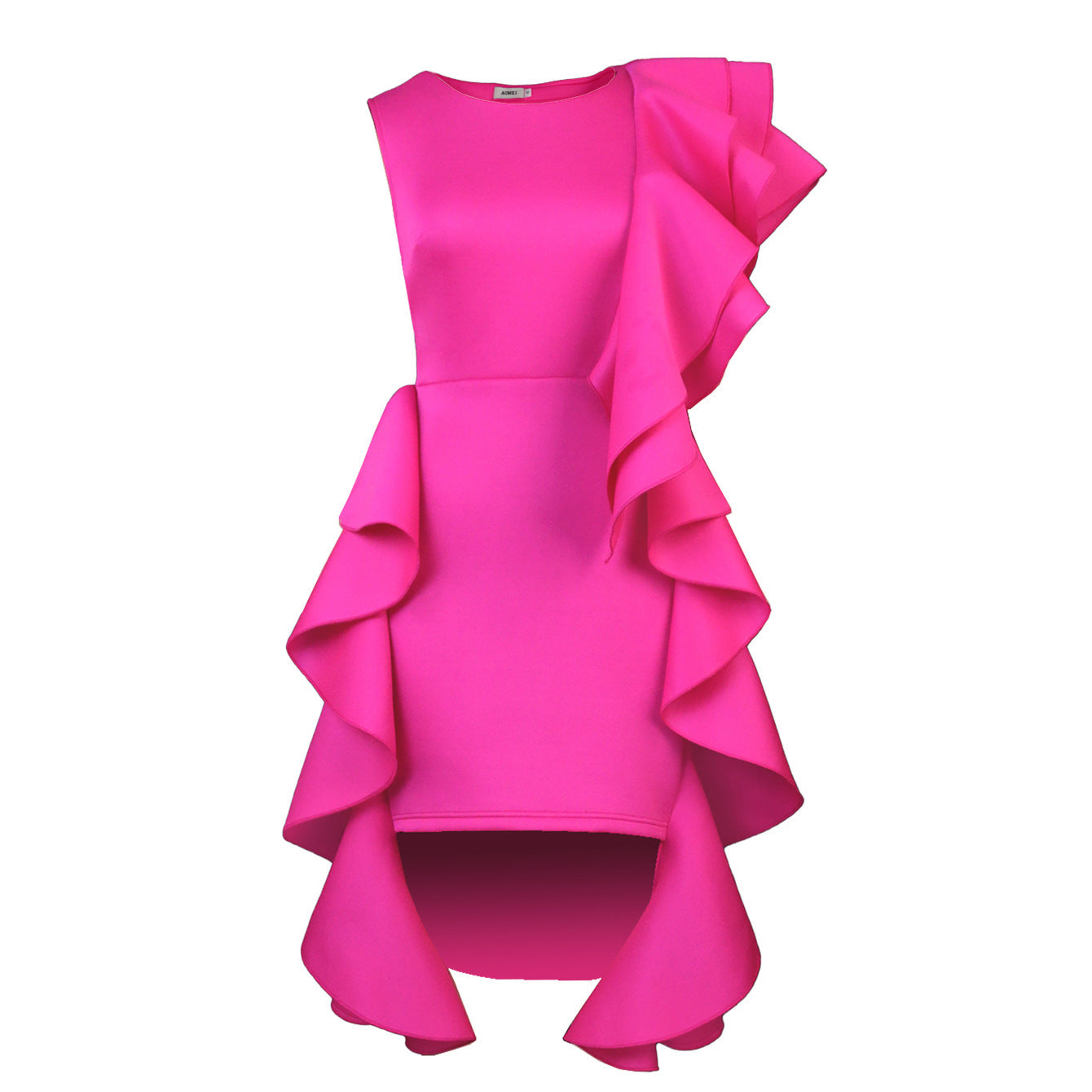 Hot Pink Sleeveless Ruffled Flared Formal Party/Prom Dress to 4X Plus Size