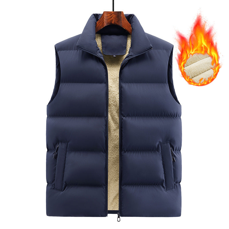 Men's Ribbed Sleeveless Lambswool Lined Solid Color Zipper Vest