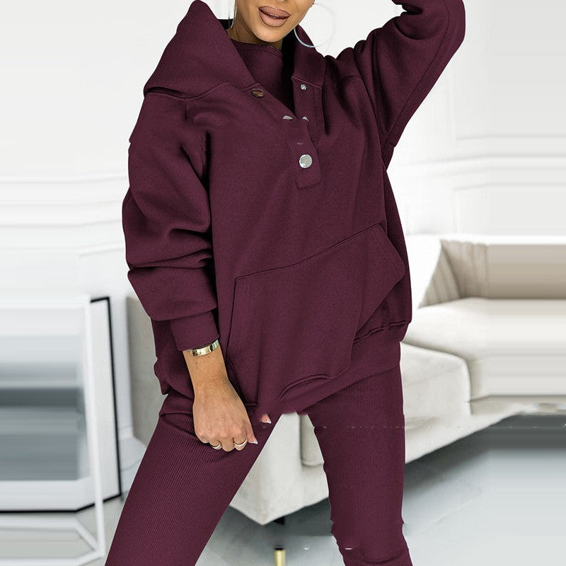 Loose Pocketed Hoodie Sweatshirt + Vest + Skinny Jogger Sweatpants 3-Piece Tracksuit to 3X Plus Size