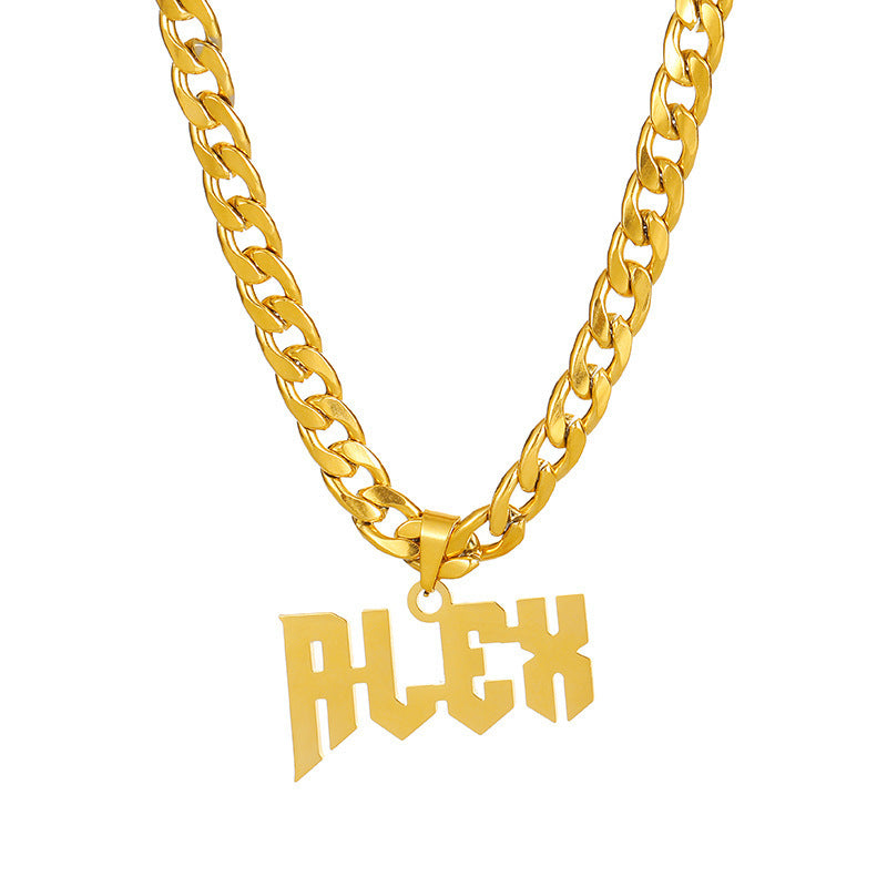 Customized Unisex Personalized Stainless Steel Nameplate Pendant Chain Necklace