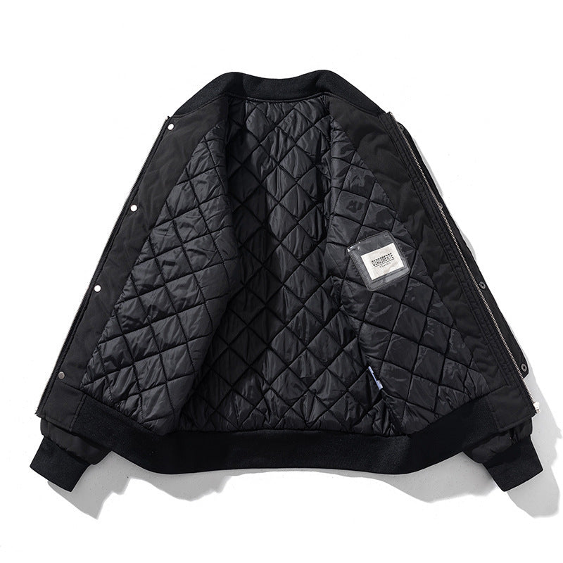 Men's Patch Design Japanese Style Alphabet Embroidered Aviator Bomber Jacket