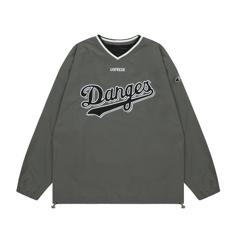 Men's "Danges" V-Neck Sports Pullover Embroidered Hip-Hop Hockey Sweatshirt