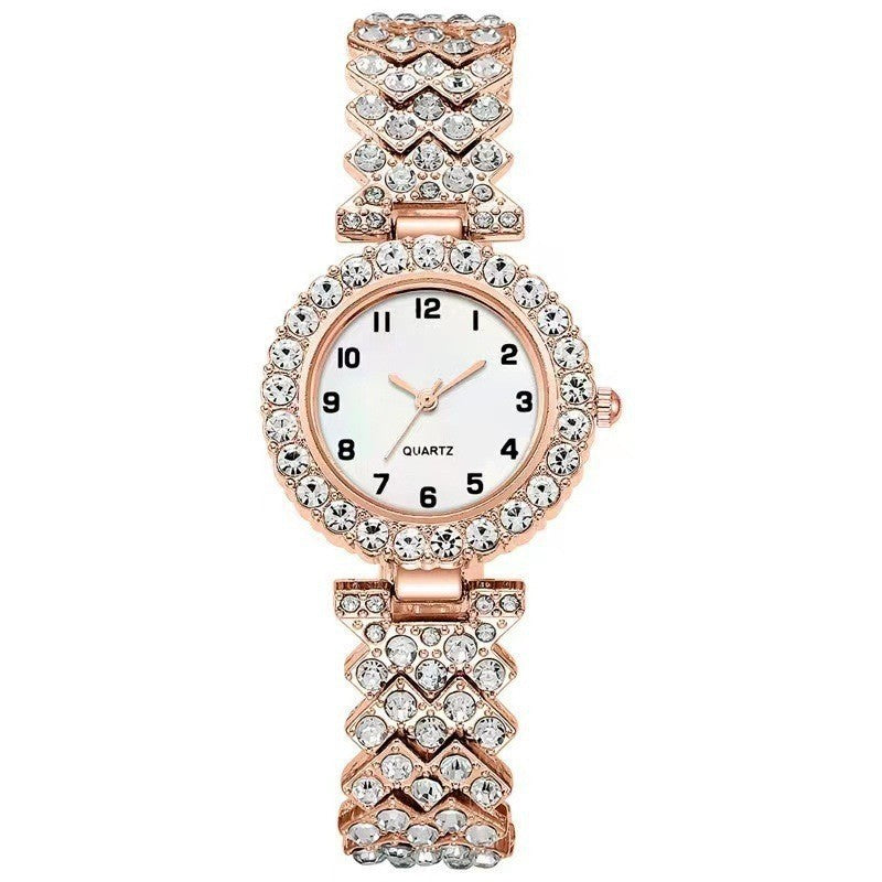 Watch Set: Women's Quartz Watch + Alloy Tennis Bracelet 2-Piece Jewelry Set