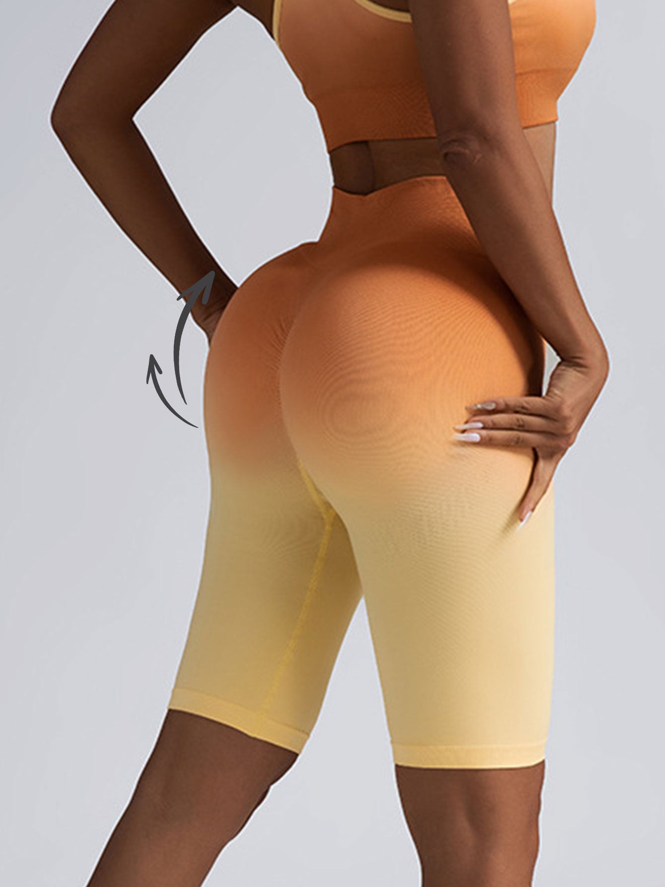 3-Pairs Pack: Colorblock Gradient Women's Workout Seamless High Waisted Scrunch Gym Yoga Biker Shorts