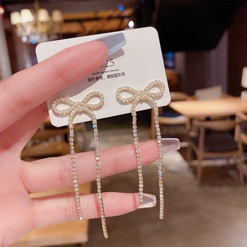 Assorted Hanging Sterling Silver/Gold Needle Light Rhinestone Pearl/Tassel Earrings