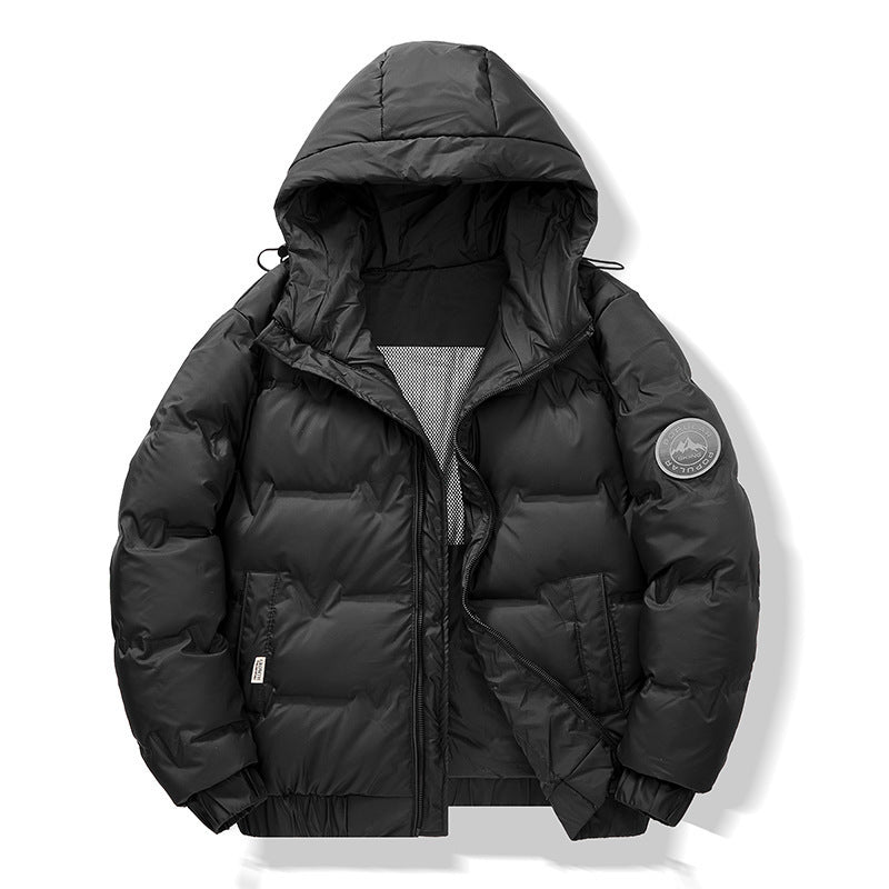 Men's Padded Ribbed Zipper Down Hip-Hop Hoodie Jacket