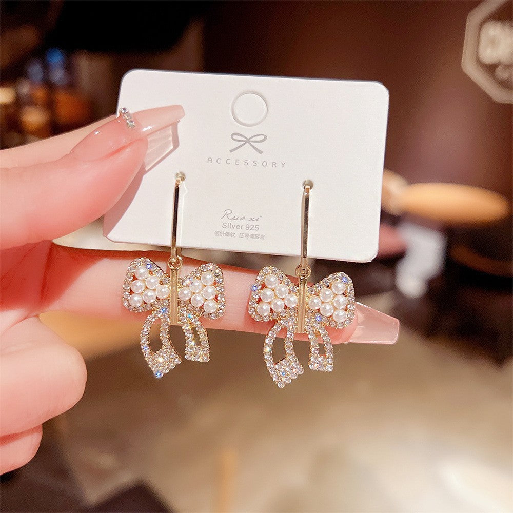 Assorted Hanging Sterling Silver/Gold Needle Light Rhinestone Pearl/Tassel Earrings