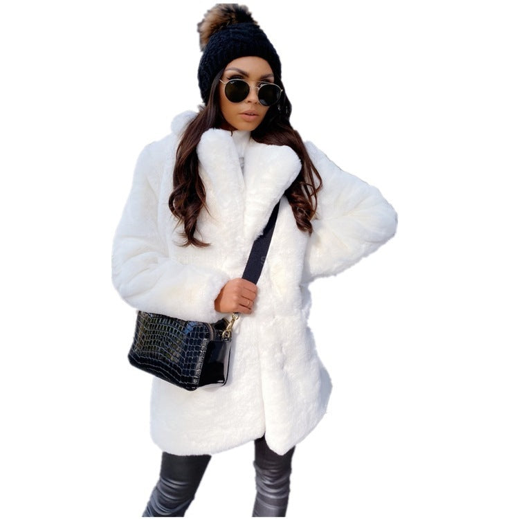 Temperament Faux Fur Solid Color Women's Teddy Coat to 5X Plus Size