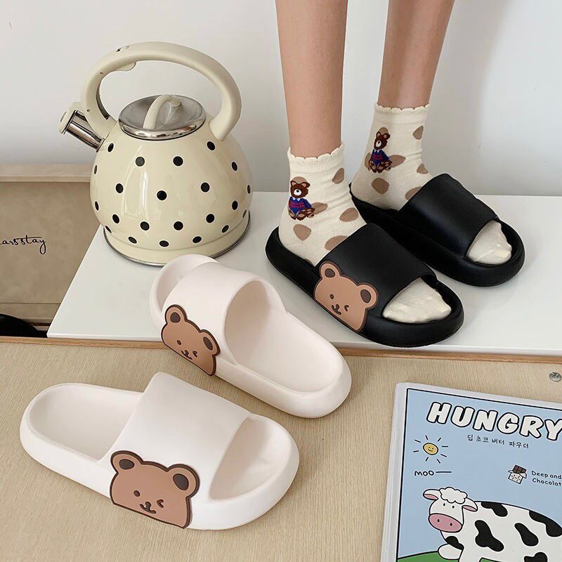 Unisex Teddy Bear/Bunny Thick Sole Flip-Flop Slipper Slides