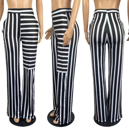 Women's Colorblock Striped Straight Wide Leg Lounge Pants