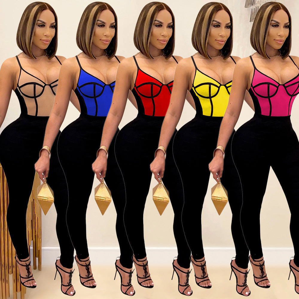 Corset Top Design Skin Tight Women's Jumpsuit