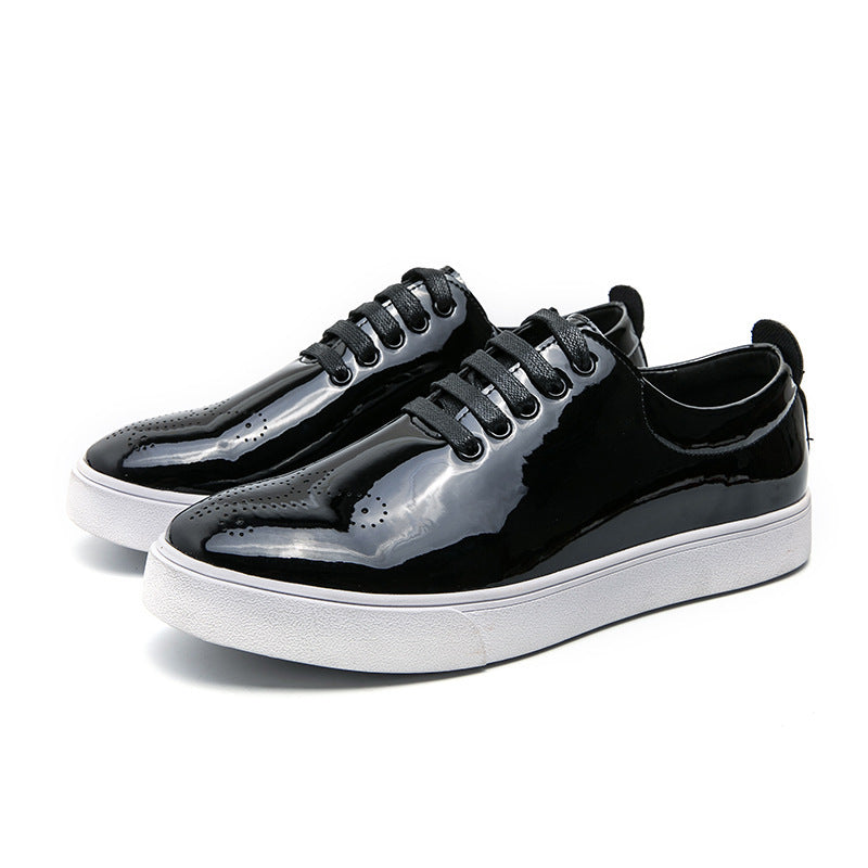 Men's Oxford Lace-Up Patent Leather Platform Sneakers