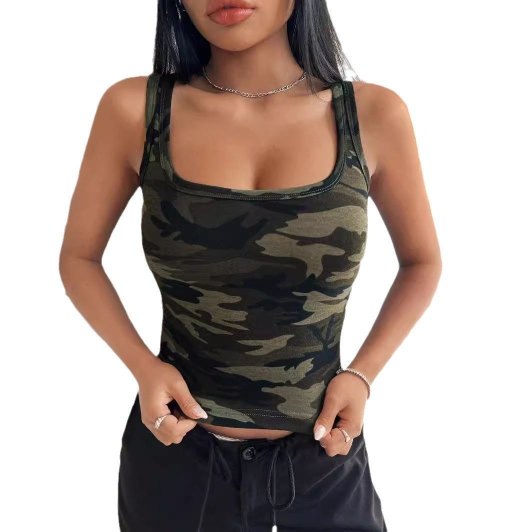 Rainbow Striped/Camo Women's Knitted Skinny Tank Top