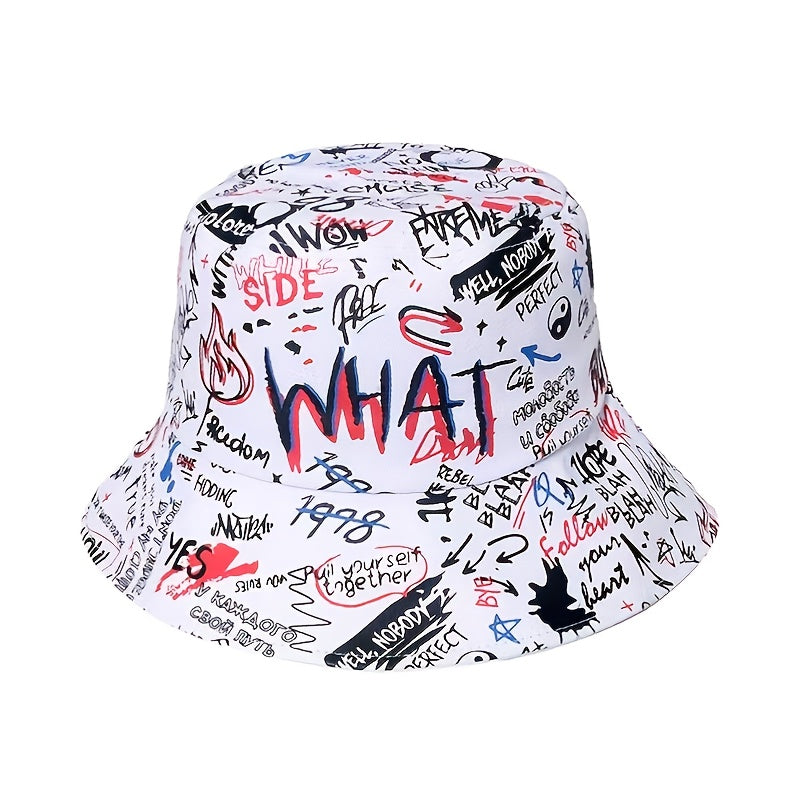 Black Graffiti Print Fisherman Hat