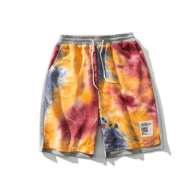 Men's Tie-Dye Drawstring Loose Elastic Waist Athletic Shorts