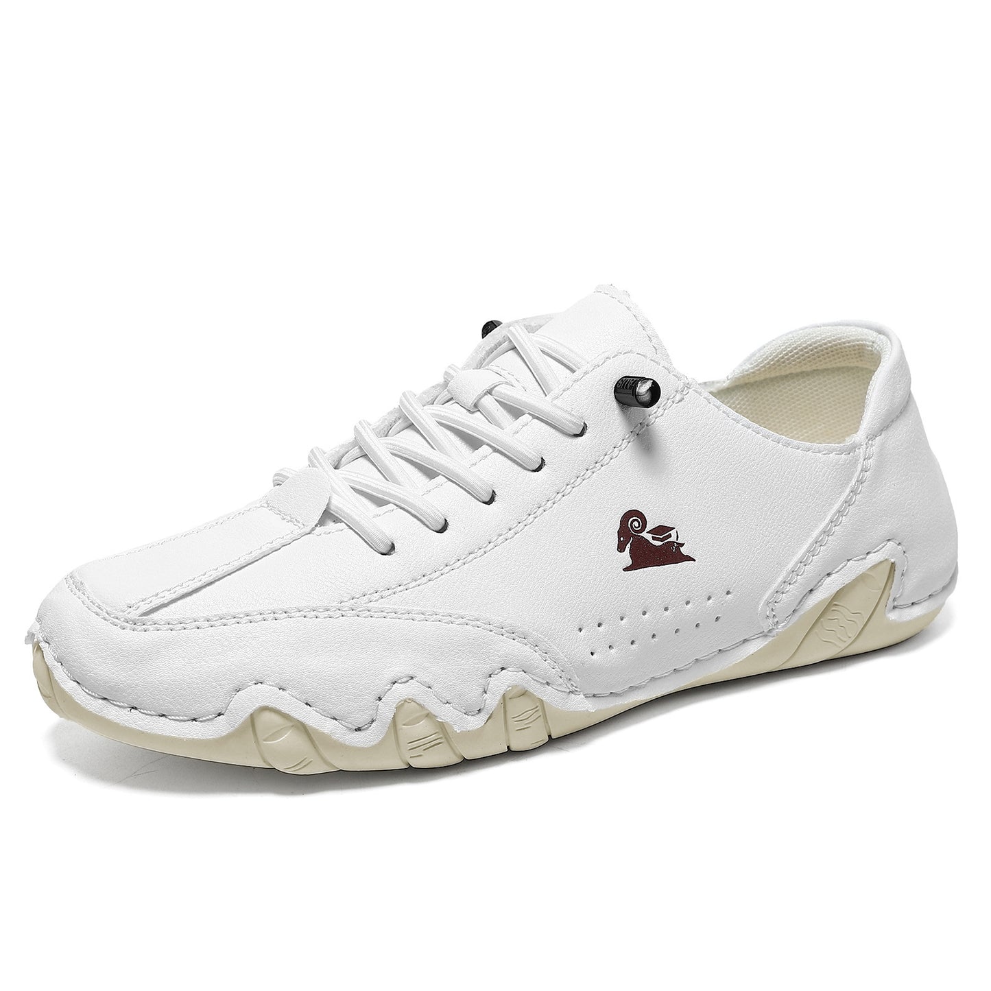 Men's Leather Solid Color Lace-Up Sneakers