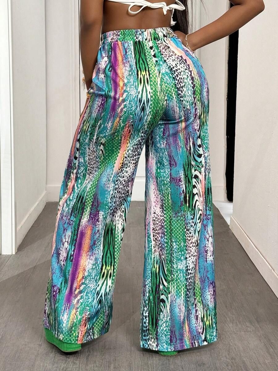 Multi-Colored Pattern Loose Breathable Women's Trouser Pants