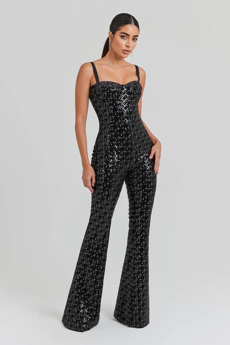 Sleeveless Sparkling Sequin Strapless Formal Tube Top Jumpsuit