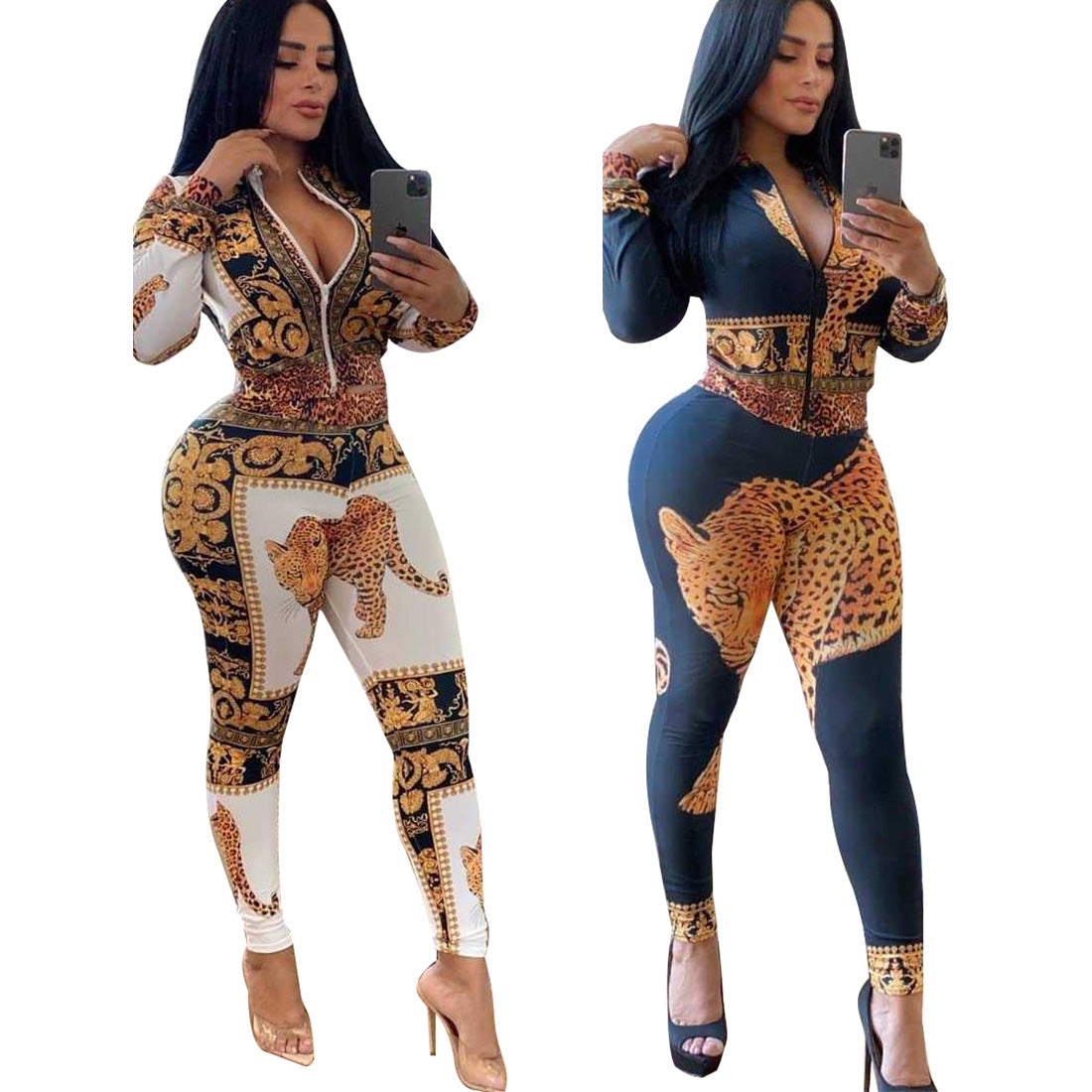 Fashion printed casual sports suit