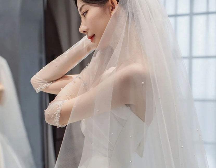 Satin Temperament Princess Style French Oversized Sweep Train Wedding Bridal Gown