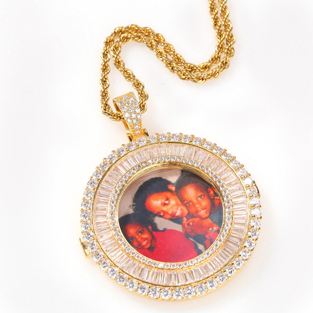 Personalized Customized Photo Pendant Micro Inlaid Cubic Zirconia Chain Necklace
