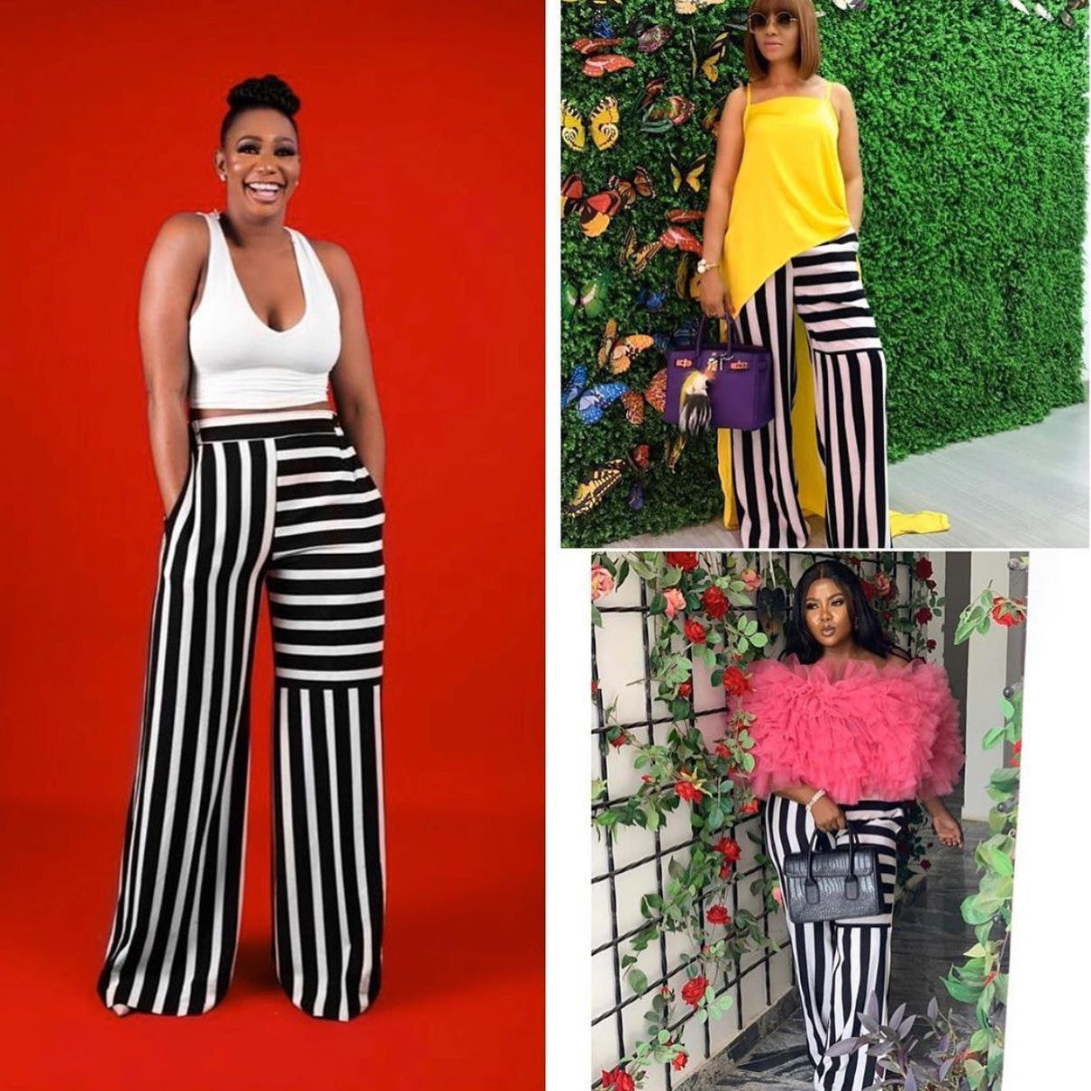 Women's Colorblock Striped Straight Wide Leg Lounge Pants